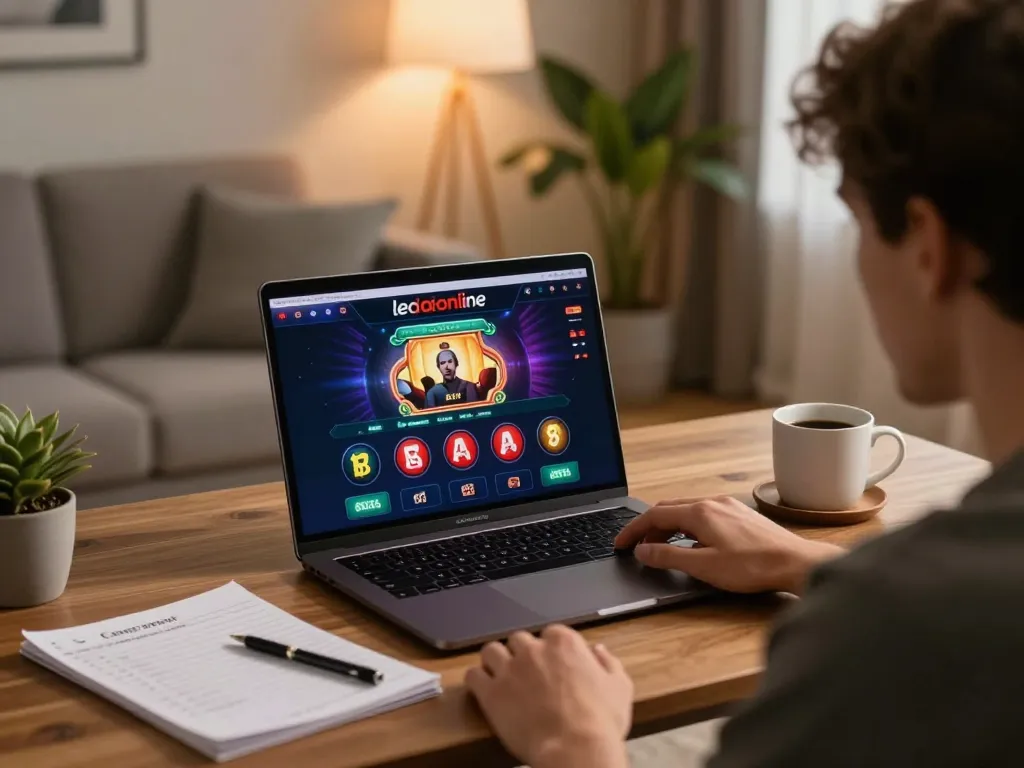 Player engaging on ledaonline casino with detailed betting notes and cozy ambiance.