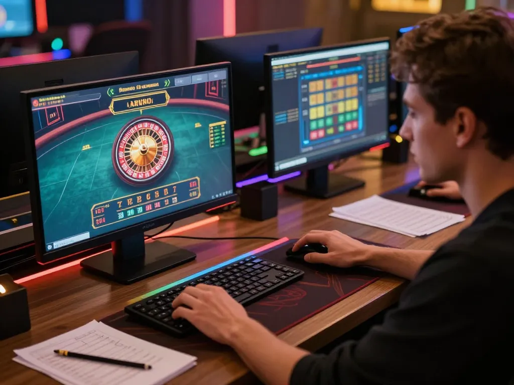 Engaging in Sepuhplay online casino gaming with live dealer roulette on multiple screens.