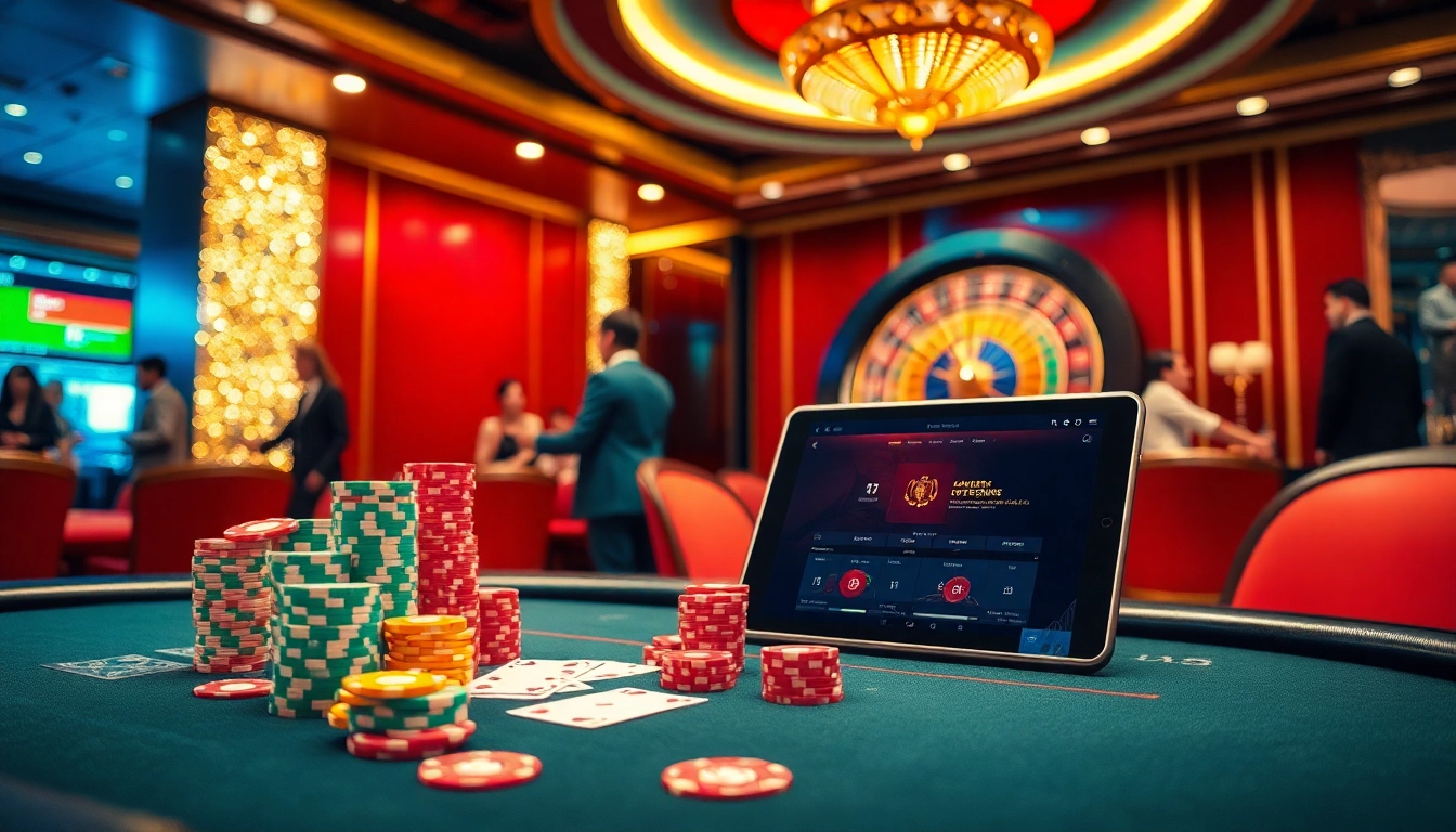 Experience the thrill of winning at kaisar888 with luxurious casino gaming scenes featuring poker and roulette.
