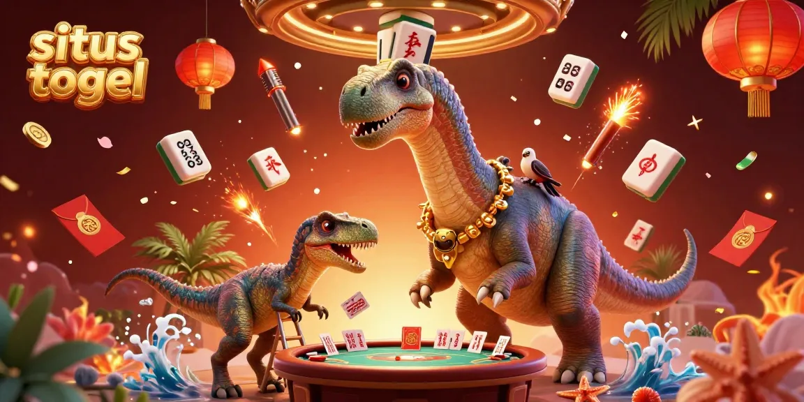 Engage with situs togel excitement through a whimsical 3D illustration of a brontosaurus and raptor.