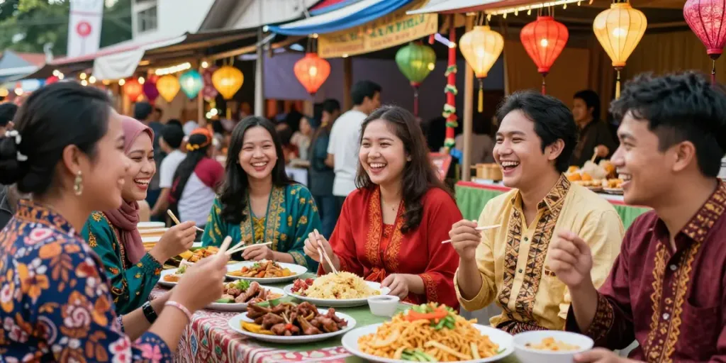 Pengalaman toto togel saat festival budaya dengan teman-teman menikmati hidangan lokal.