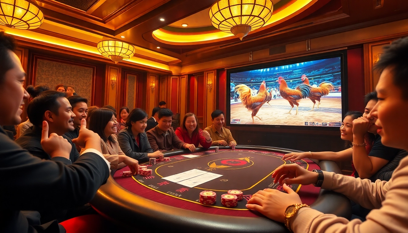 Experience the excitement of trực tiếp đá gà with live betting at a luxurious casino event.