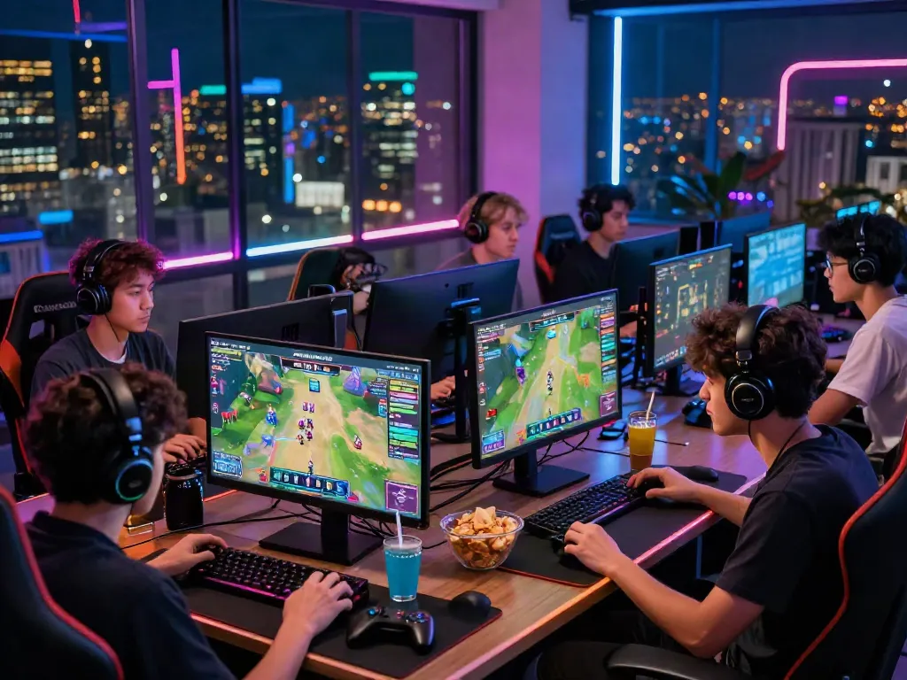 Pengguna natunatoto bermain game online dengan perangkat modern dan suasana yang ceria.