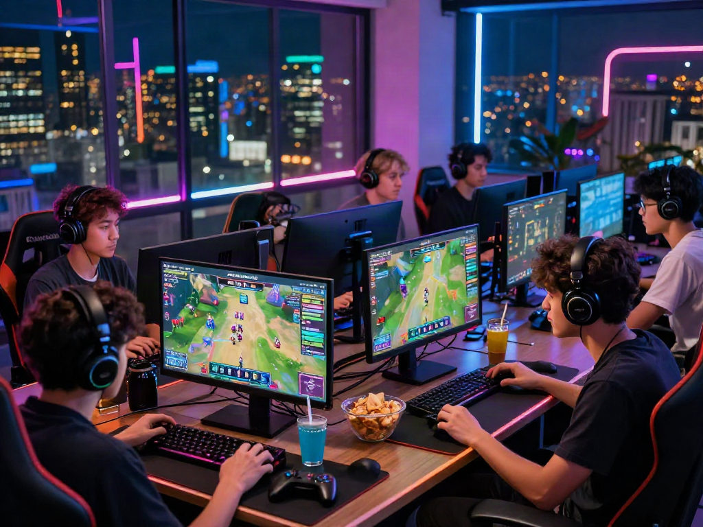 Pengguna natunatoto bermain game online dengan perangkat modern dan suasana yang ceria.