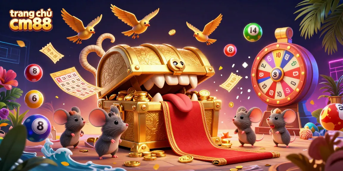 Engage with the vibrant world of gambling at trang chủ cm88 with a dynamic treasure scene and animated elements.