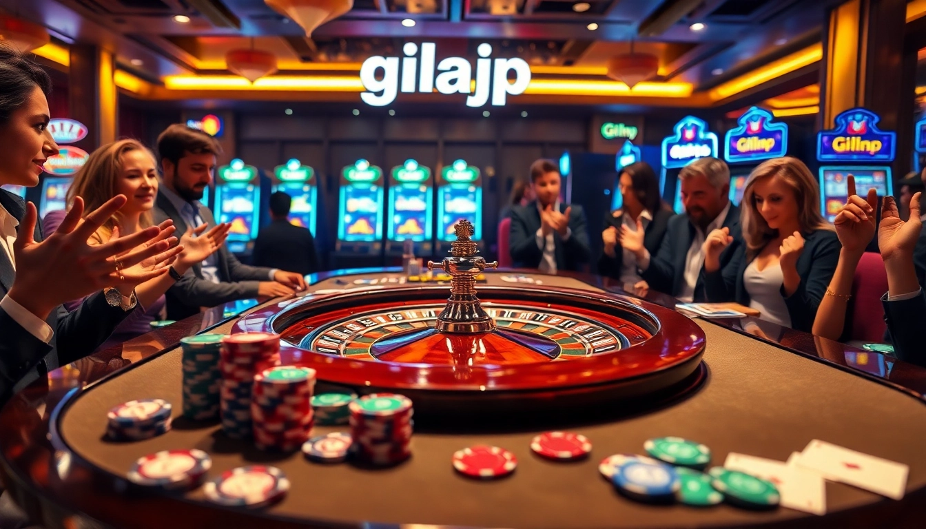 Strategic gaming action at a luxurious casino featuring gilajp elements in ambiance.