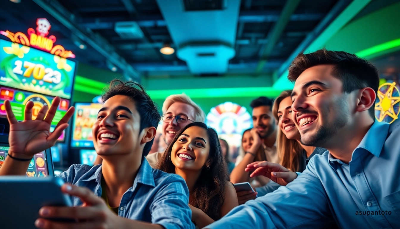 Engaging online gaming scene featuring players immersed in asupantoto slot games with vibrant visuals.