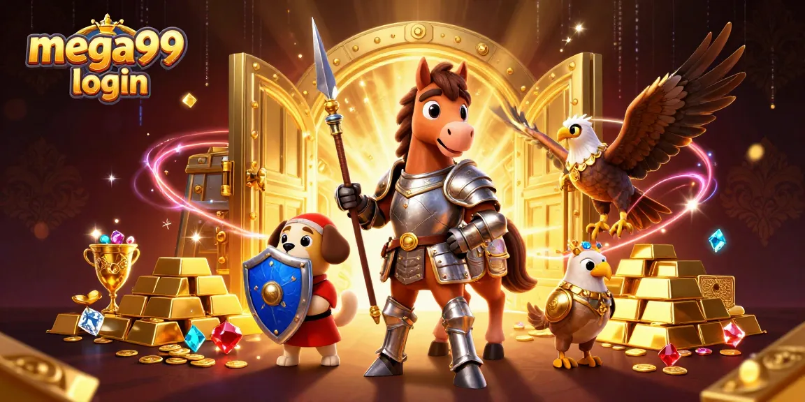 Spin to win with mega99 login in an exciting treasure-filled casino environment.