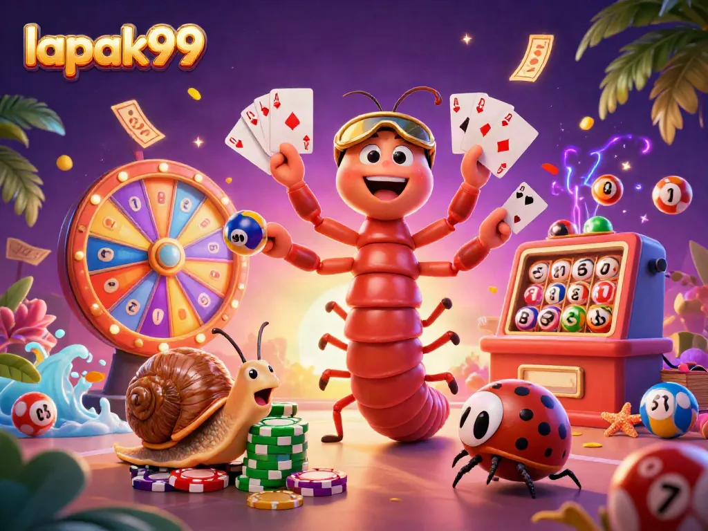 Experience the vibrant casino excitement of lapak99 with lively characters and dynamic game elements.