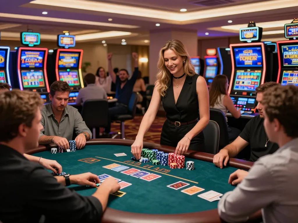 Engaging atmosphere at a MM88 casino table with players enjoying a lively poker game.