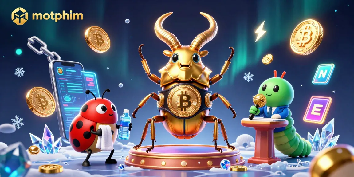 Betting on motphim shows a giant golden stag beetle in a boxing belt, highlighting its dynamic energy.