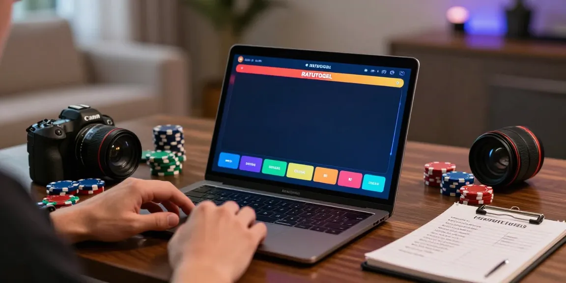 Pengguna RATUTOGEL sedang menempatkan taruhan di aplikasi dengan suasana permainan yang menegangkan.