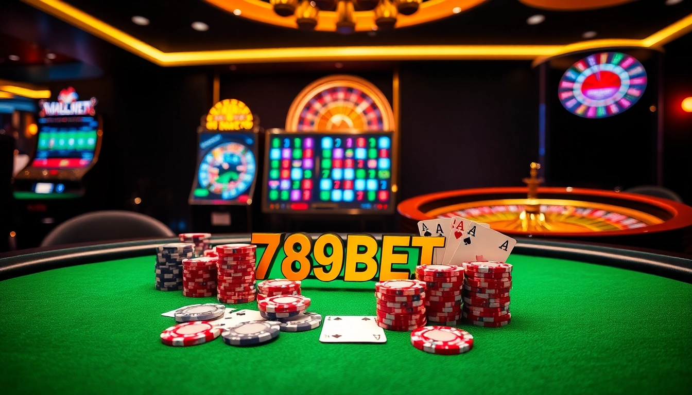 Experience thrilling gaming moments with 789BET at a luxurious casino table.