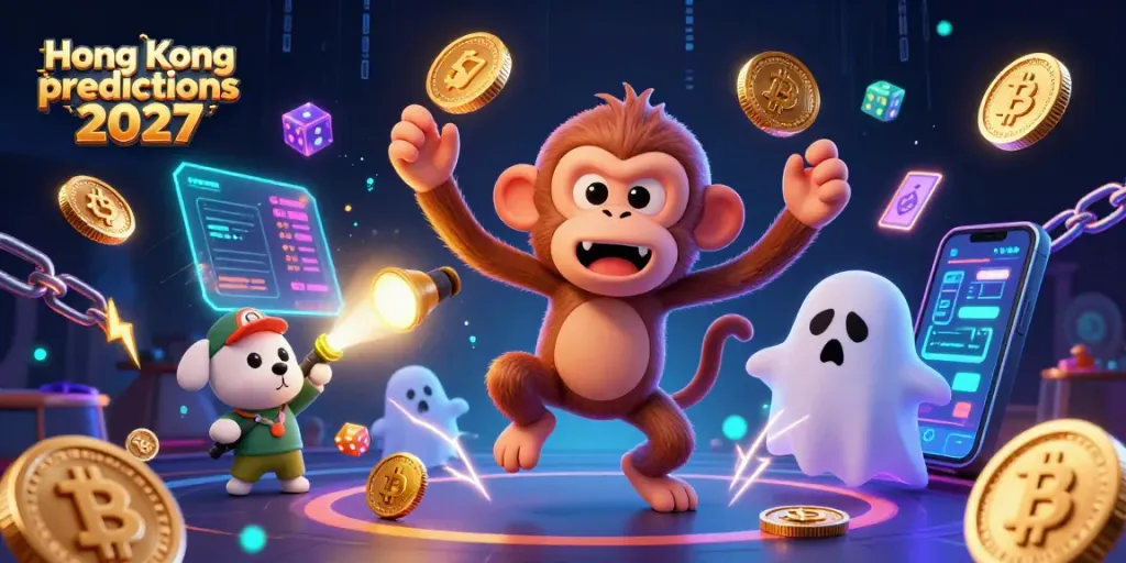 Permainan perjudian Hong Kong prediksi 2027 dengan monyet poltergeist 3D dan anjing berburu hantu serta elemen judi.