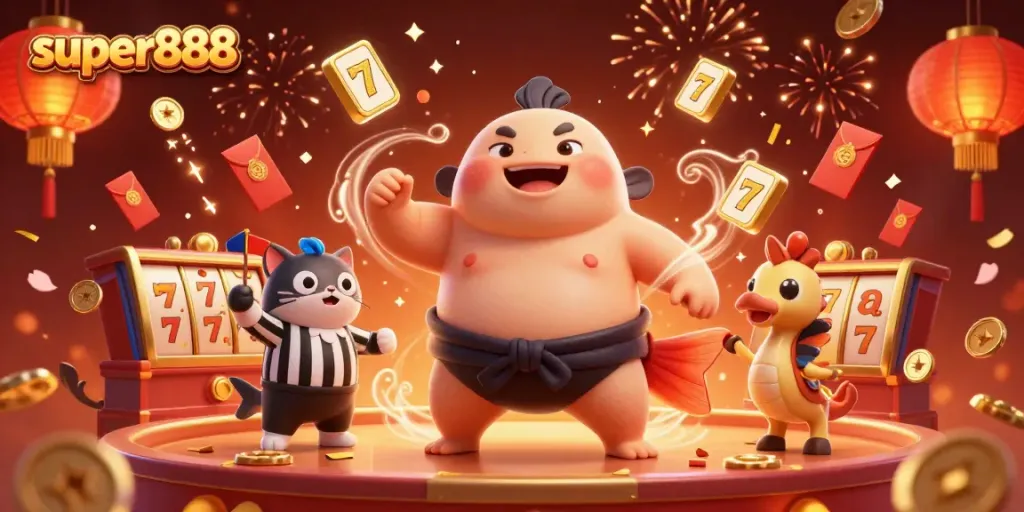 Permainan super888 dengan fugu dan lele di arena slot online, menghadirkan keberuntungan.