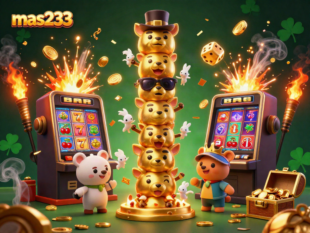 Gambarlah mas233 dengan totem kasino berbeda ekspresi dan mesin slot, memberikan pengalaman bermain yang menggembirakan.