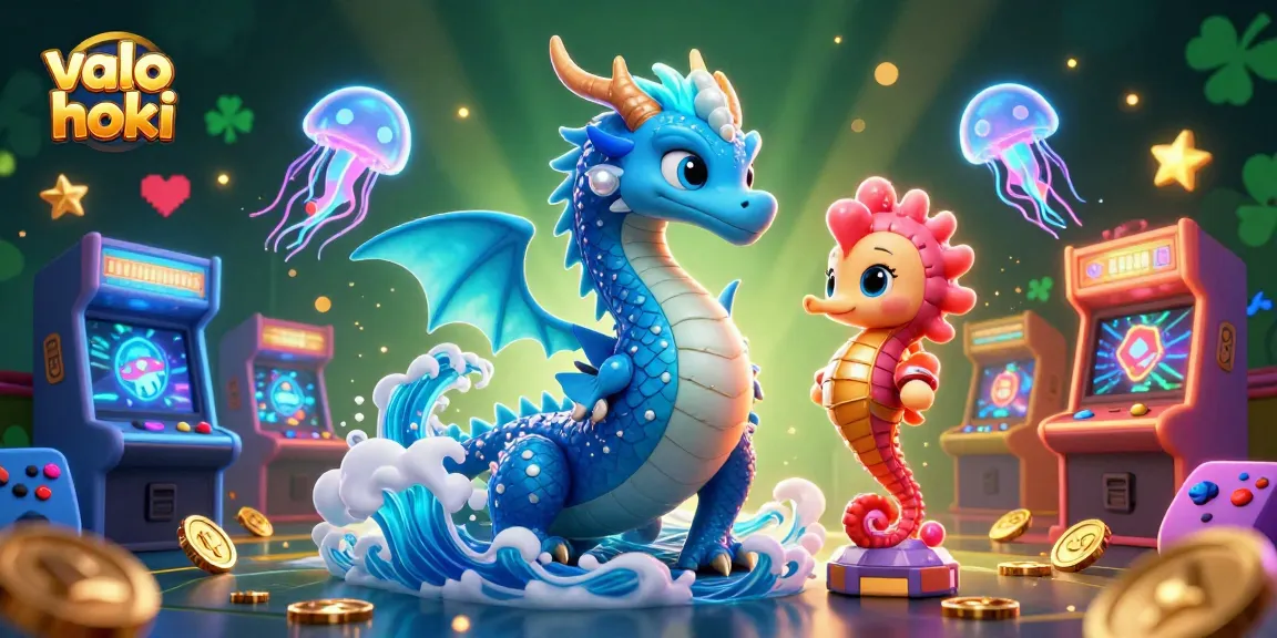 Experience thrilling gameplay with valo hoki, featuring a majestic water dragon, seahorse knight, and vibrant game elements.