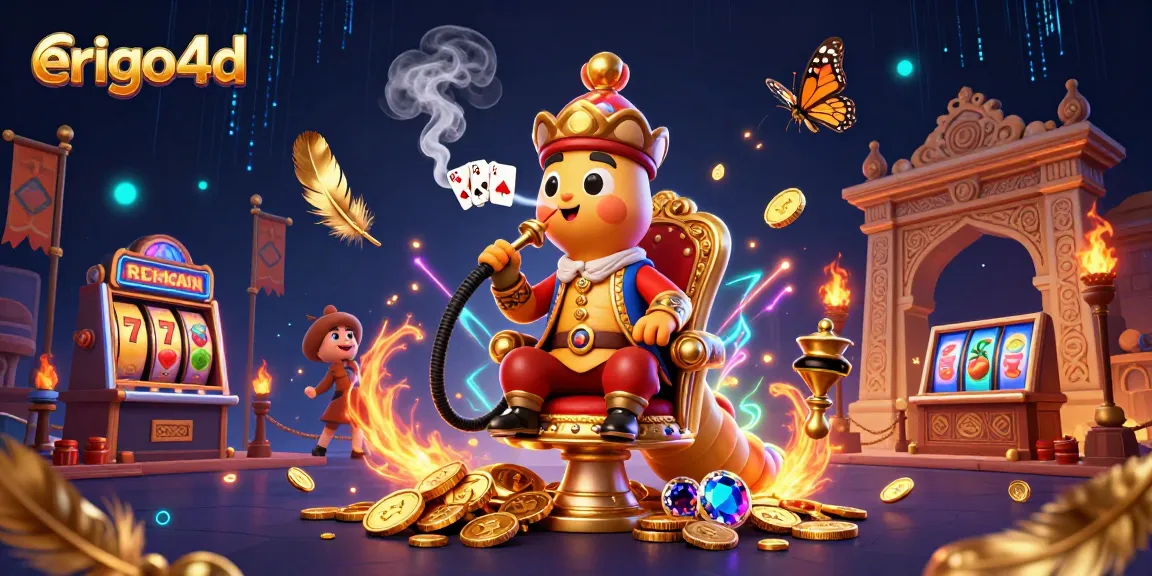 Experience erigo4d slot excitement with dynamic characters and casino elements in vivid illustration.