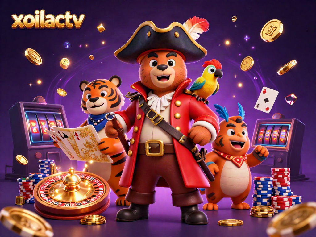 Experience the excitement of gambling with xoilactv through an intricate 3D casino scene.