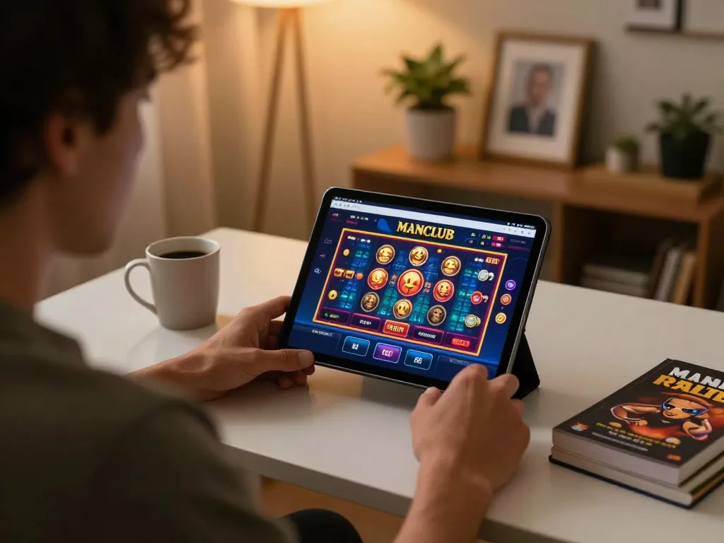 person enjoying gameplay on manclub app while surrounded by gaming strategies