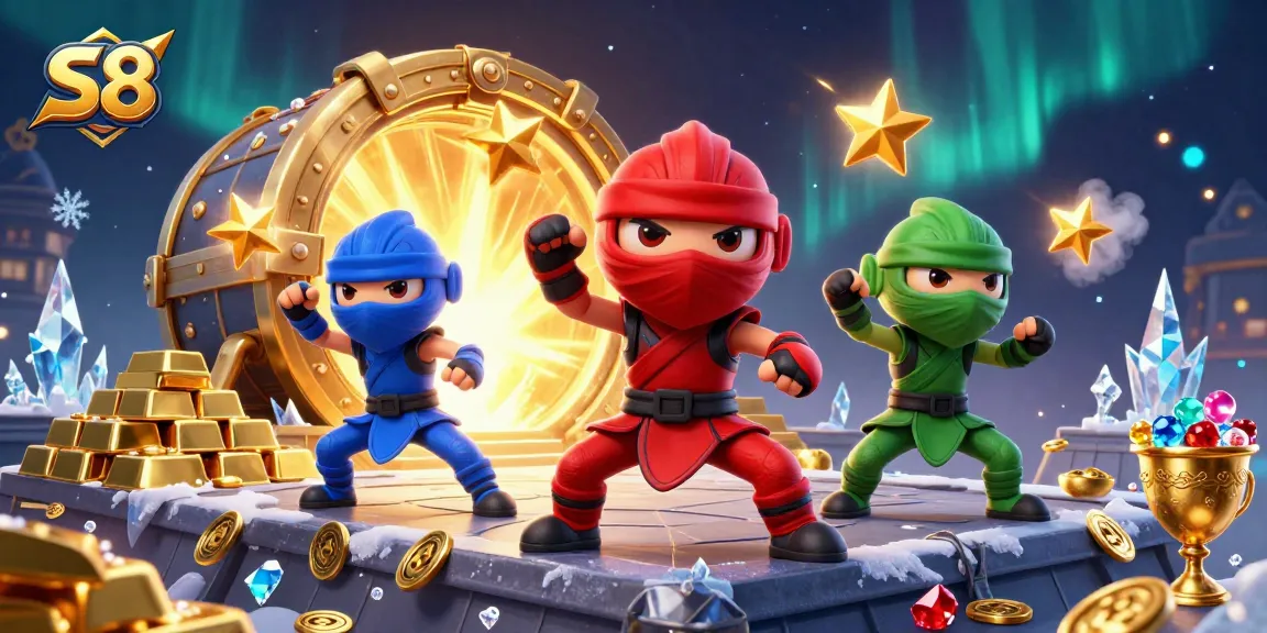 Engage with the thrilling S8 casino world as colorful chameleons showcase martial arts amidst treasures.