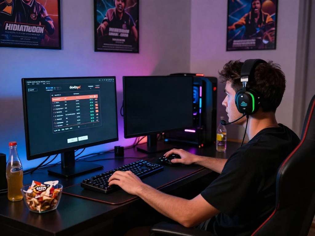 Gamer fokus memainkan permainan lotere online dengan dewitogel link.