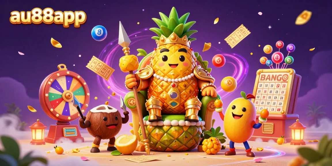 Experience the vibrancy of gambling with au88app in a dynamic beach casino setting featuring themed characters and elements.