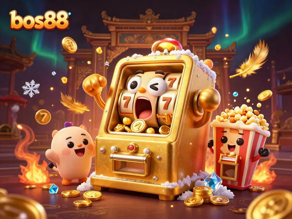 Experience thrilling wins at bos88 with vibrant slot machines pouring coins in this exciting casino scene.