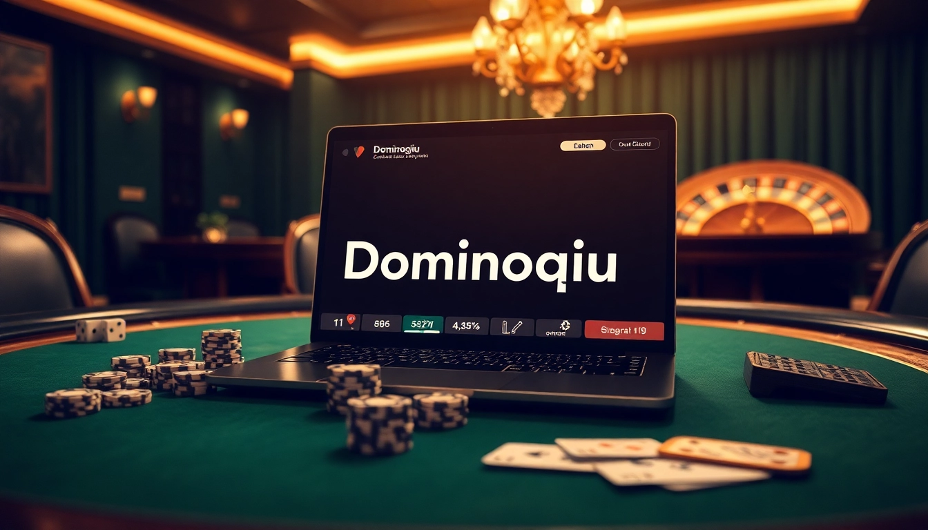 Experience thrilling gameplay at Dominoqiu with players engaged in strategy at a poker table.