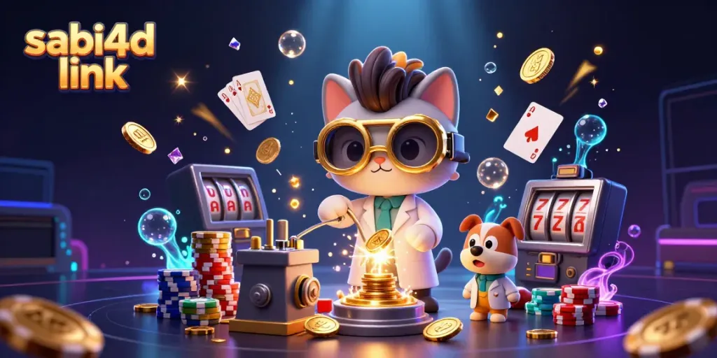 Menangkan banyak koin dengan Sabi4D Link dalam ilustrasi kasino yang penuh warna dan detail