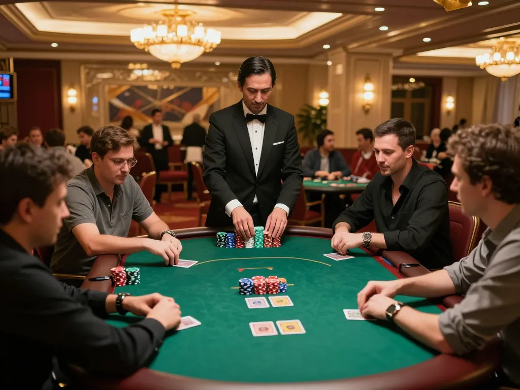 Kong 88 Casino table with players engaged in a high-stakes poker game showcasing strategy and excitement.
