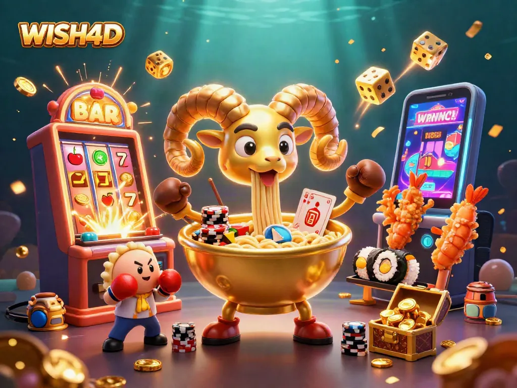Experience the excitement of WISH4D with vibrant 3D characters and a jackpot explosion.