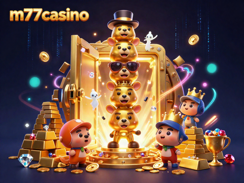 m77casino menghadirkan suasana perjudian dengan totem mencolok dan harta karun berkilau.