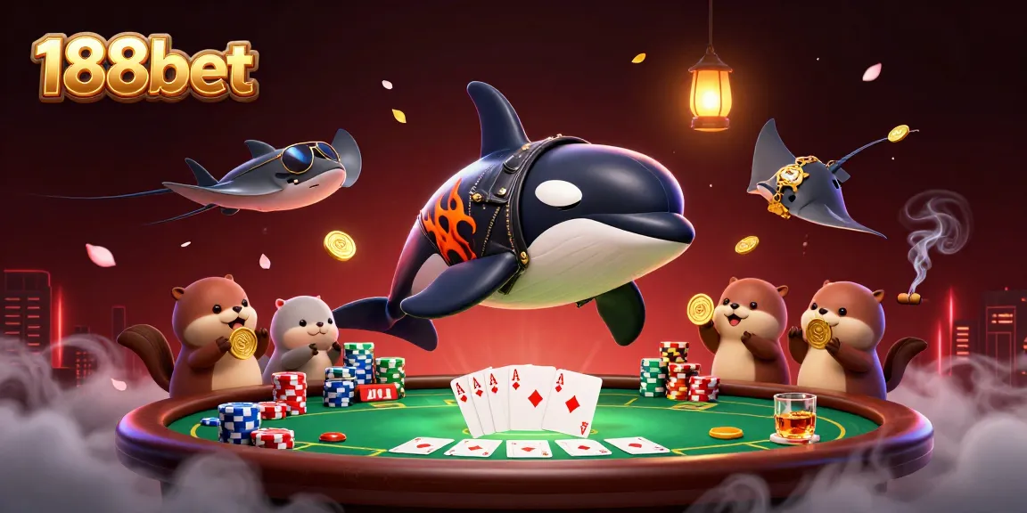 Menyambut petualangan taruhan di 188bet dengan karakter luar biasa, bermain di meja poker di bawah lampu hangat.