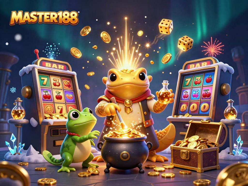Experience the thrill of MASTER188 with a vibrant scene of magic and casino elements in action!