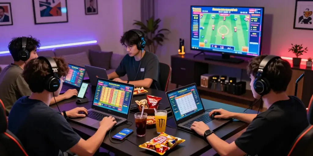 Players excitedly engaging in Bandar Togel 4D online games with colorful graphics.