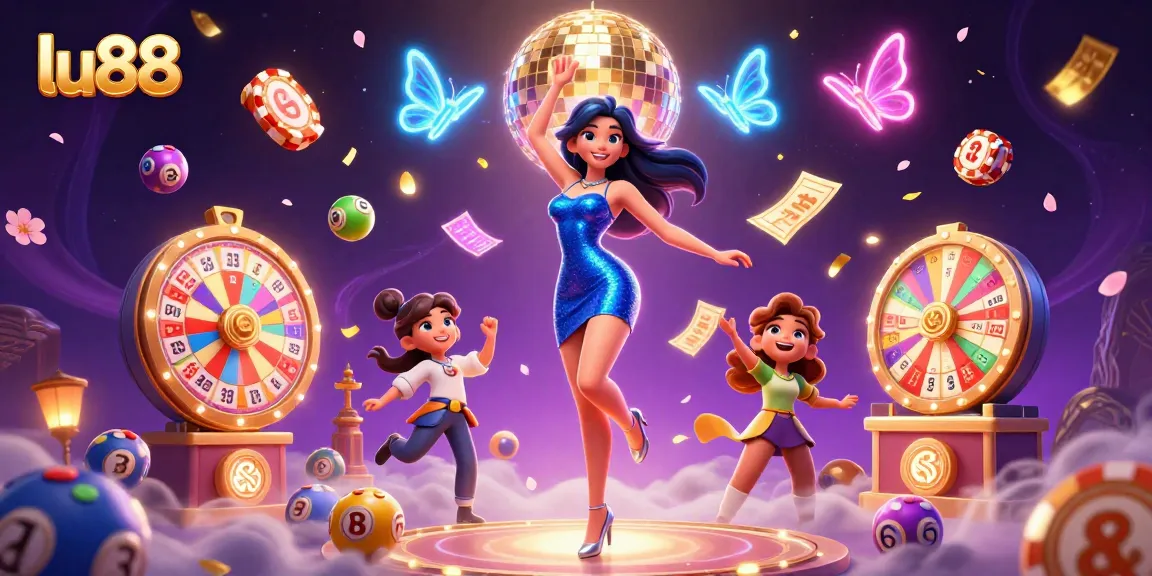Engage in exciting casino gameplay with Lu88, featuring dynamic elements, neon visuals, and vibrant atmosphere.