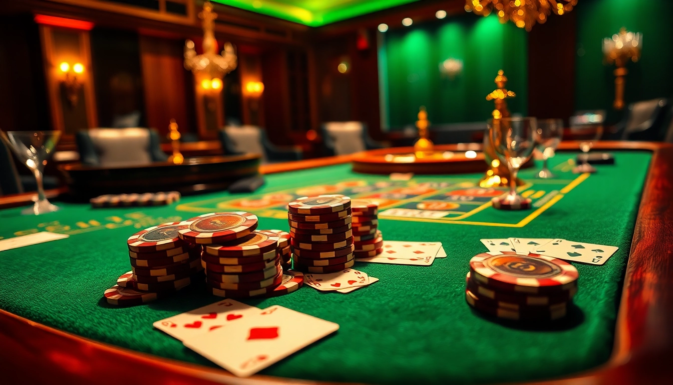 tkp188 main table at a casino with vivid poker chips and elegant cards.