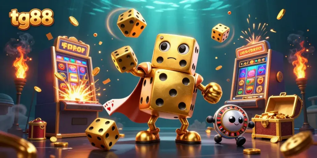 Experience casino excitement with tg88's engaging characters and dynamic gameplay elements in a vibrant 3D illustration.