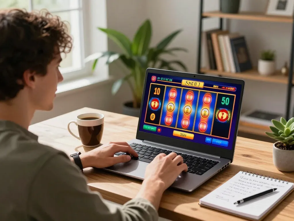 SX88 online gaming scene with a player engaged in slot games, showcasing vibrant gameplay.