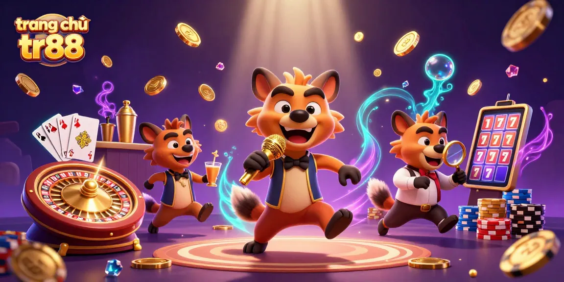 Experience the exciting atmosphere of trang chủ tr88 with hyenas running a comedy casino club playing various games.