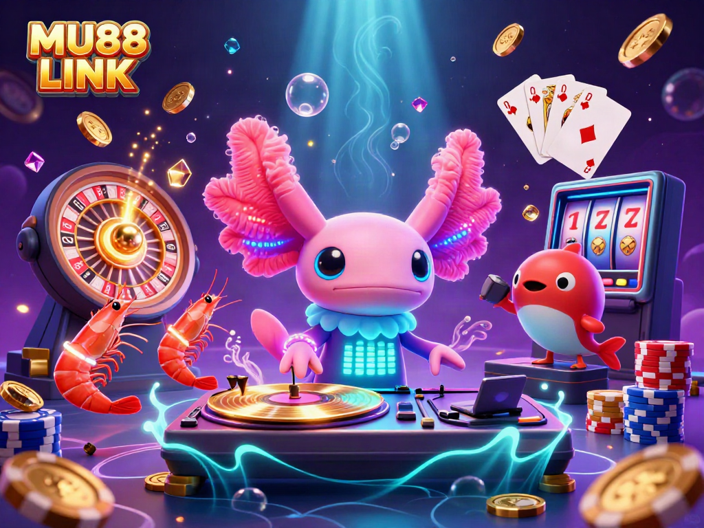 Catch the excitement of MU88 LINK with a vibrant 3D illustration showcasing underwater casino fun.