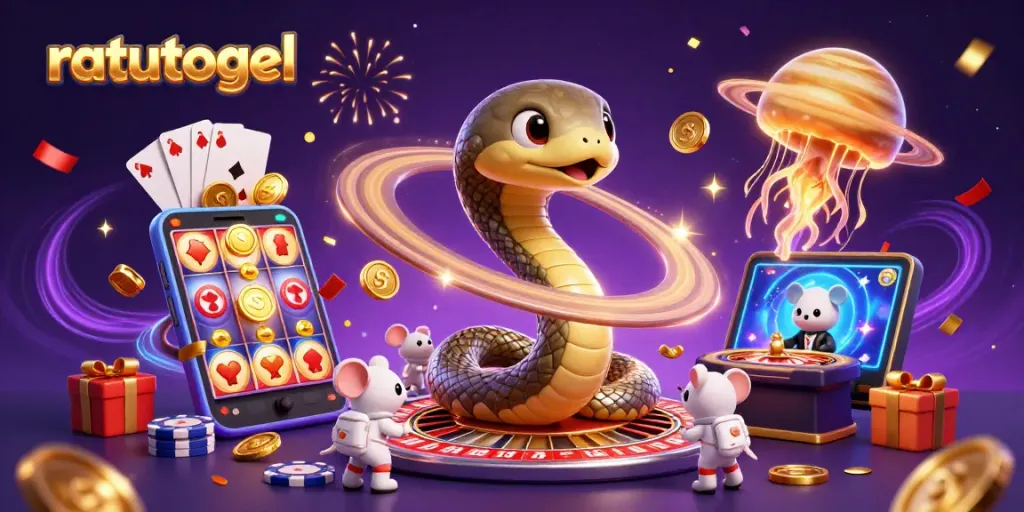 Ratutogel menampilkan penempatan taruhan oleh tikus astronaut pada roda roulette planet Saturnus.