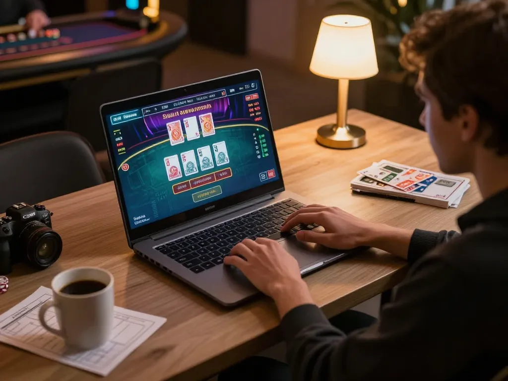 Engaging in a live dealer game on hubet, showcasing a modern online gaming setup for strategic play.