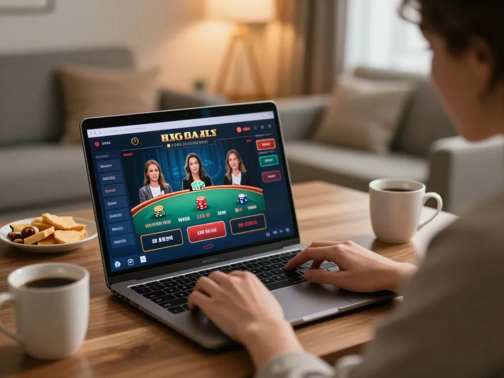 Engaging online gaming moment at lucks8 showing player focused on live dealer game.