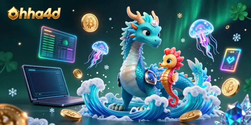 Engage with AHHA4D as the azure water dragon and jellyfish enhance online casino excitement and crypto gaming.