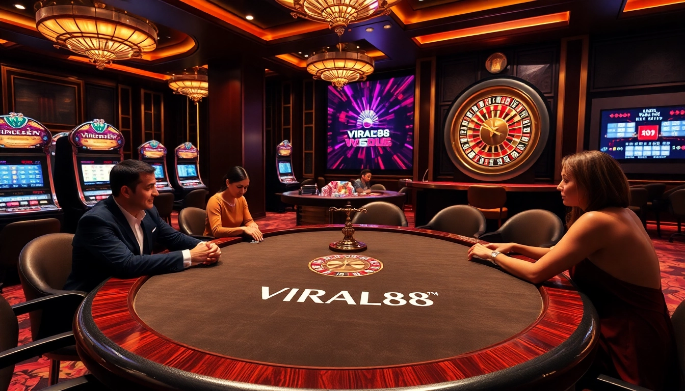 Experience the thrill of gambling at VIRAL88 with high-stakes poker and vibrant casino elements.