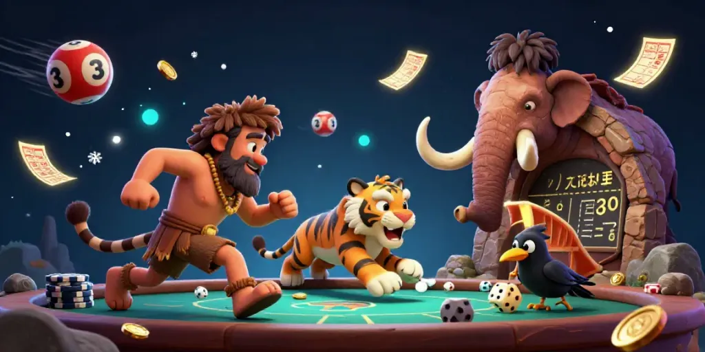 Menang di situs togel dengan ilustrasi kasino prasejarah yang dinamis dan menarik.