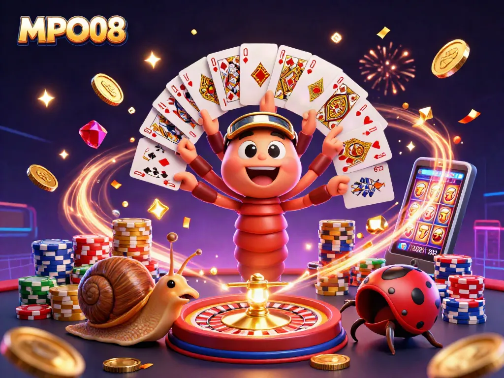Engage with MPO08's vibrant casino scene featuring a millipede dealer and high-stakes gameplay.