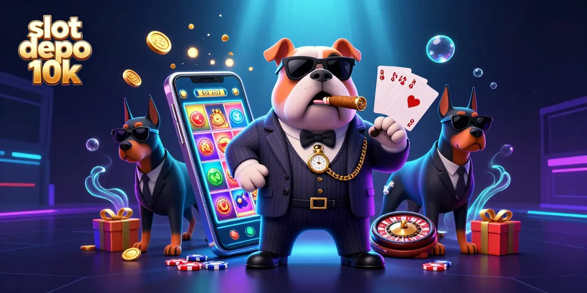 Spin colorful slot depo 10k games with a mafia bulldog and Doberman bodyguards.